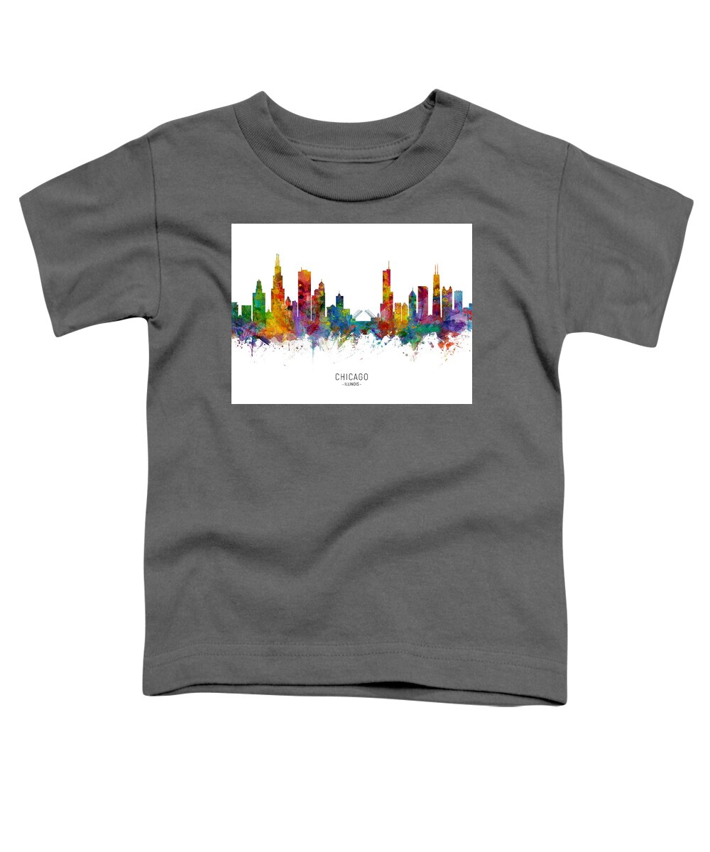 Chicago Toddler T-Shirt featuring the digital art Chicago Illinois Skyline #37 by Michael Tompsett
