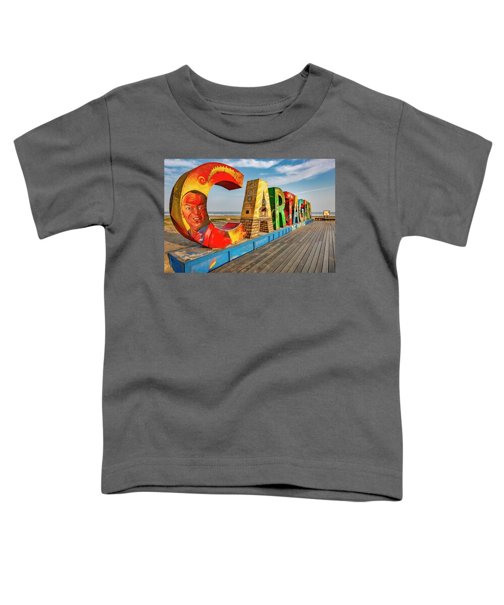 Estock Toddler T-Shirt featuring the digital art Giant Cartagena Sign, Colombia #4 by Claudia Uripos