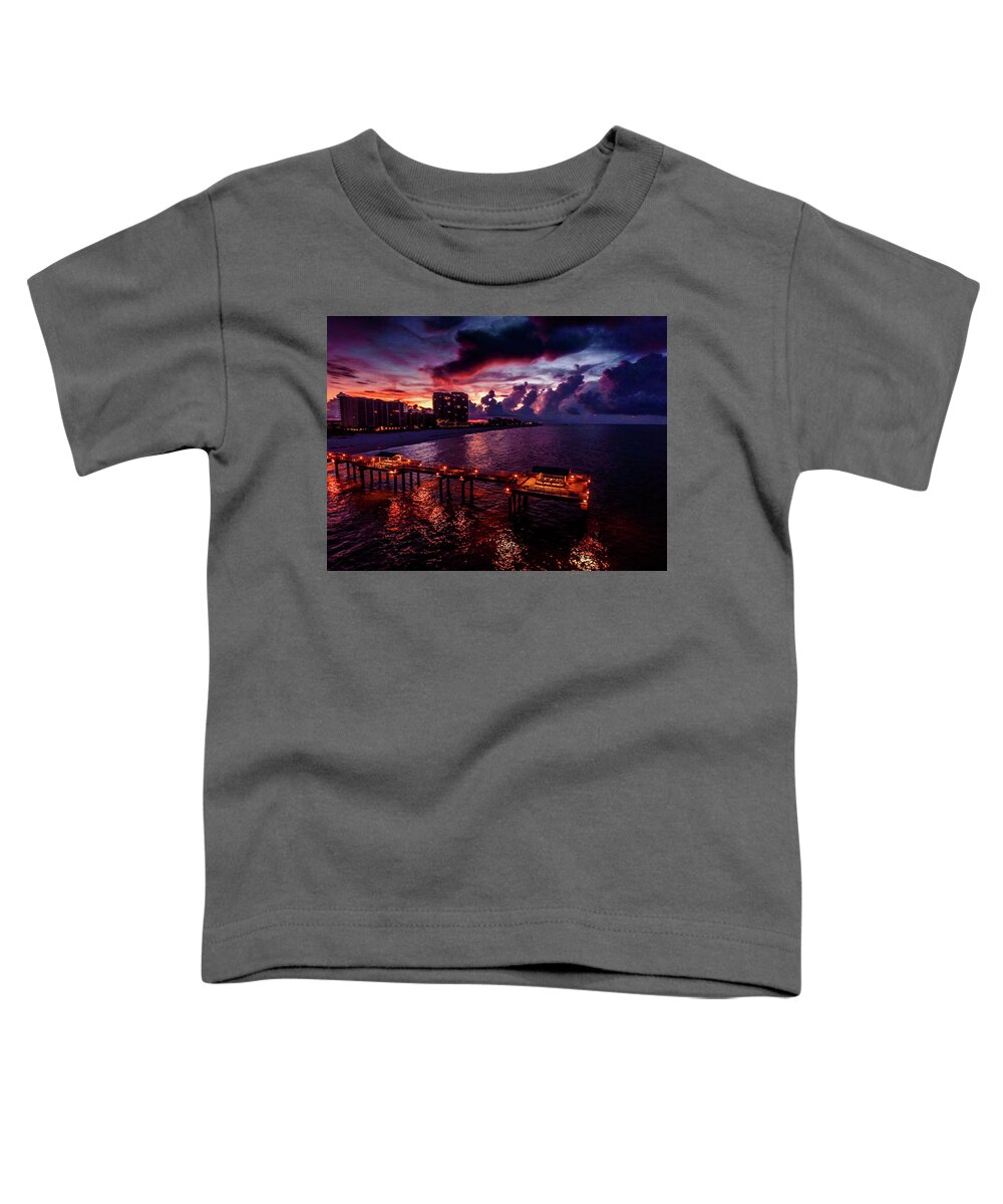 Alabama Toddler T-Shirt featuring the photograph 4 Season Pier Sunrise by Michael Thomas
