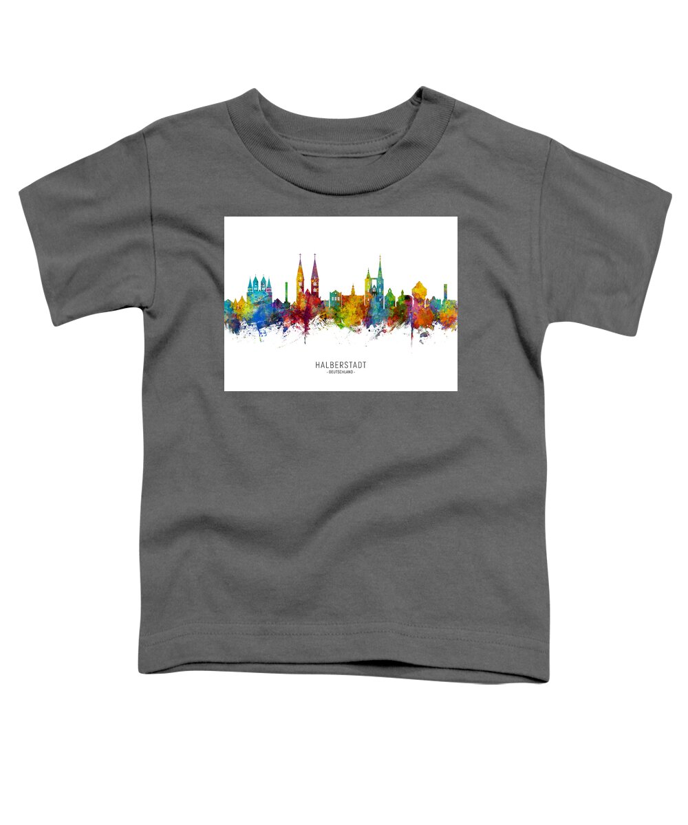 Halberstadt Toddler T-Shirt featuring the digital art Halberstadt Germany Skyline #6 by Michael Tompsett