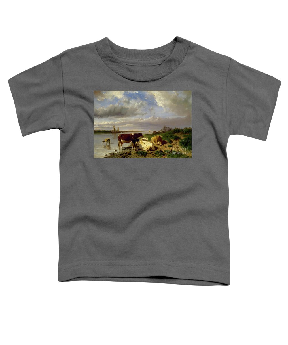 Landscape With Cattle Toddler T-Shirt featuring the painting Landscape with Cattle by Anton Mauve
