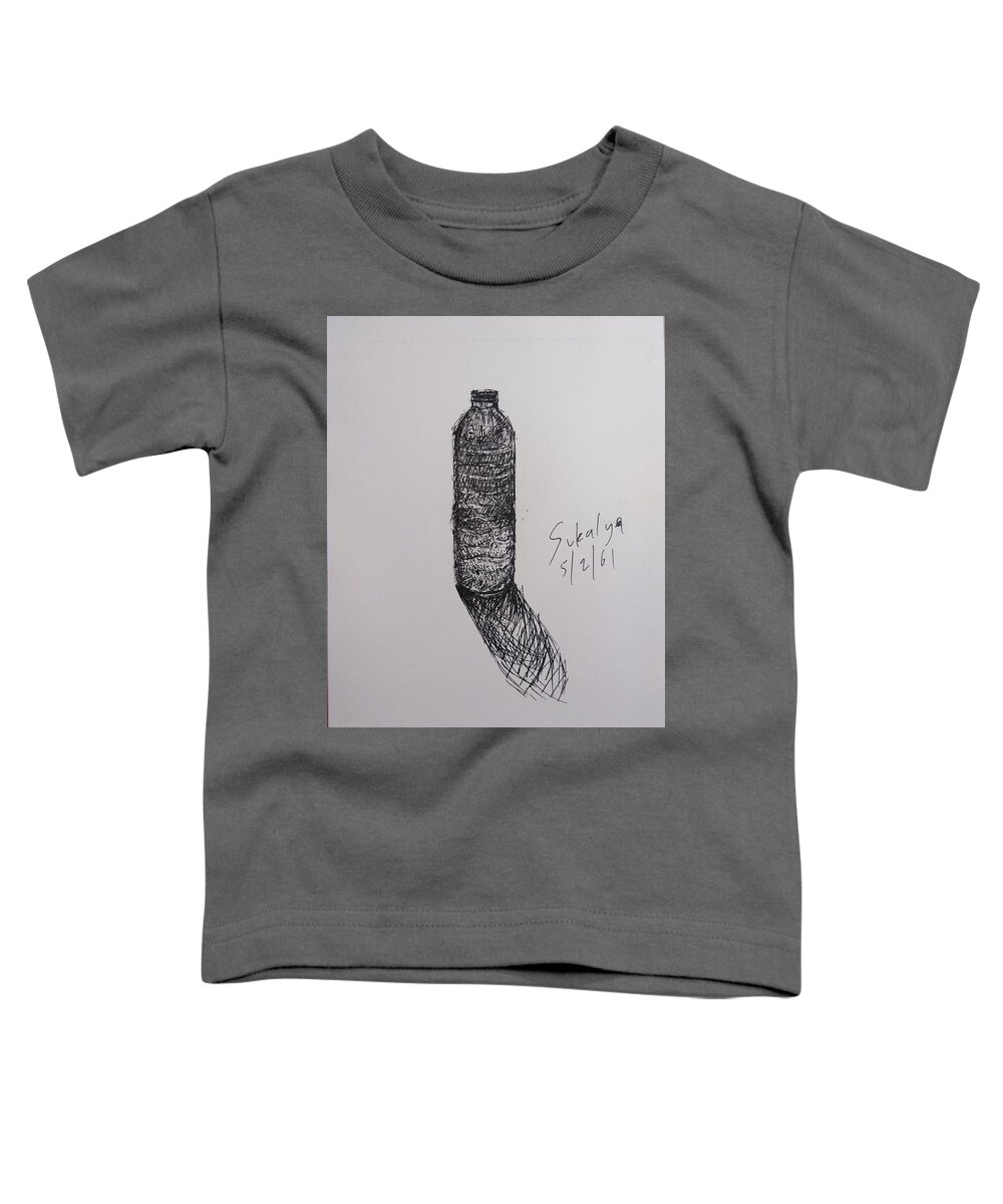 Bottle Toddler T-Shirt featuring the drawing A bottle by Sukalya Chearanantana