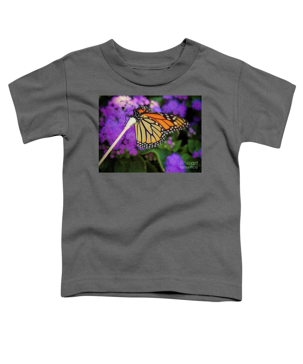 Flower Toddler T-Shirt featuring the photograph A Monarch's Lunch by Gina Matarazzo