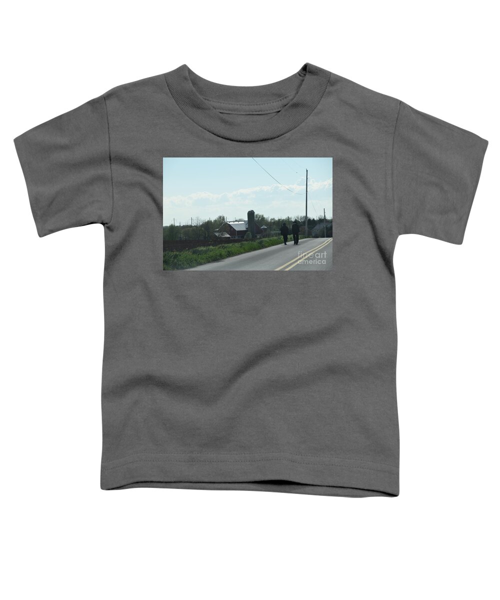 Amish Toddler T-Shirt featuring the photograph A Spring Walk by Christine Clark