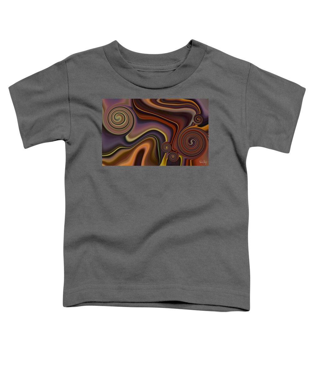Abstract Toddler T-Shirt featuring the painting Abstract Art - Orange and brown Fluid Painting Marble Pattern by Patricia Piotrak