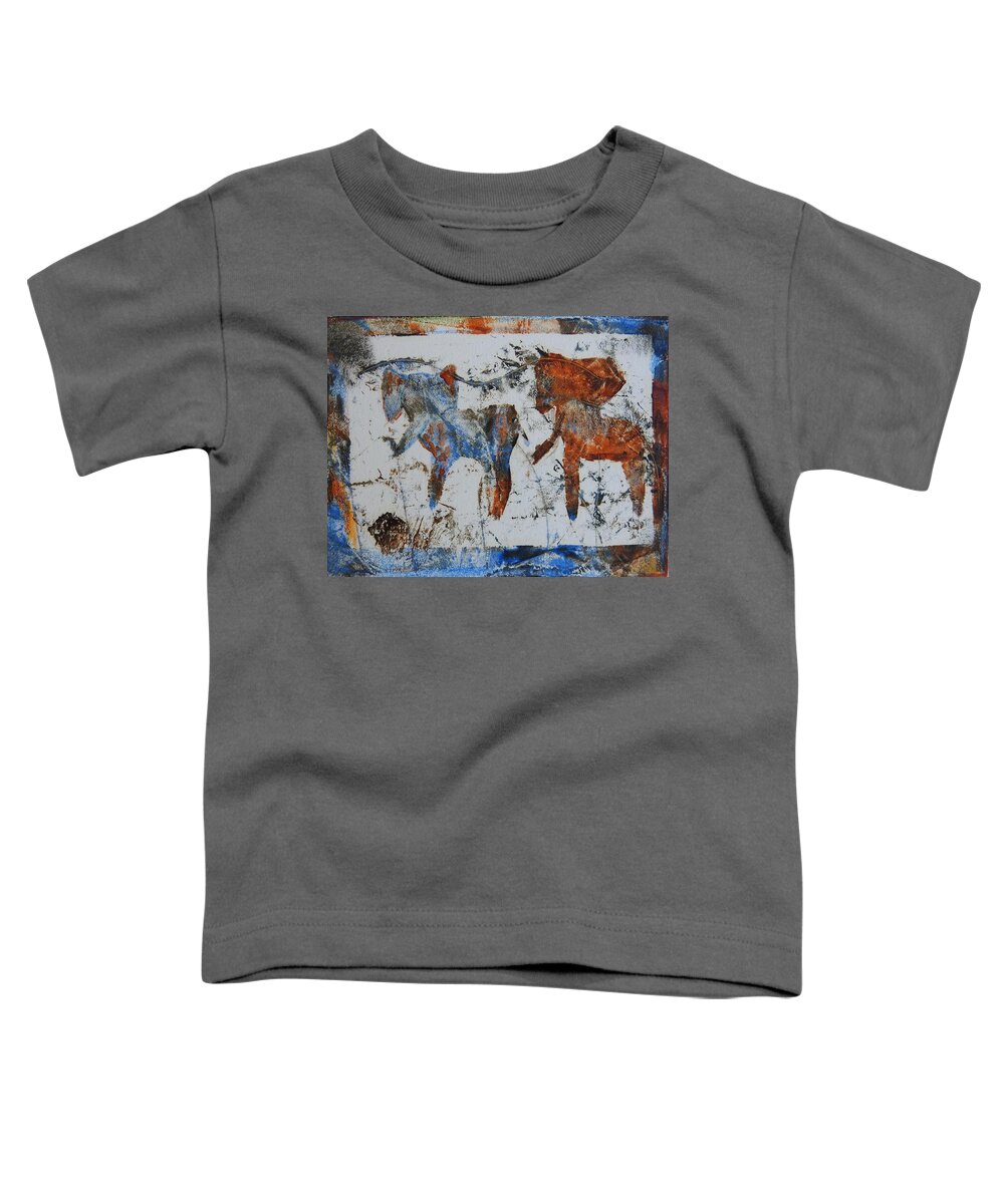 Ethnic Toddler T-Shirt featuring the painting African Safari Elephants by Ilona Petzer