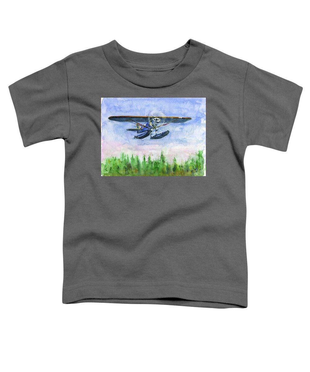 Float Plane Toddler T-Shirt featuring the painting Alaska Float Plane by John D Benson