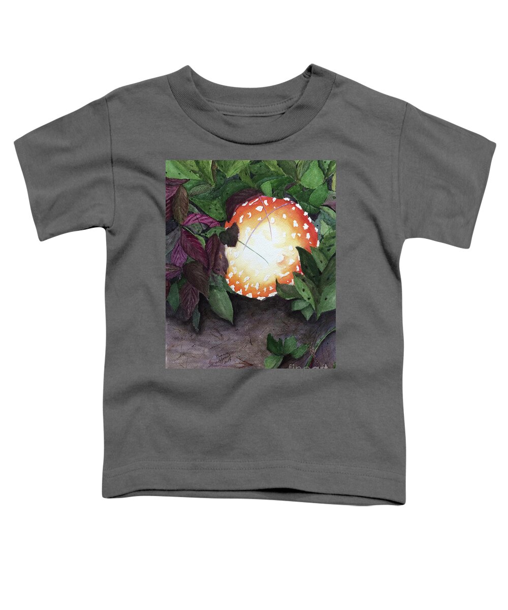 Mushroom Toddler T-Shirt featuring the painting Amanita muscaria by Bonnie Young