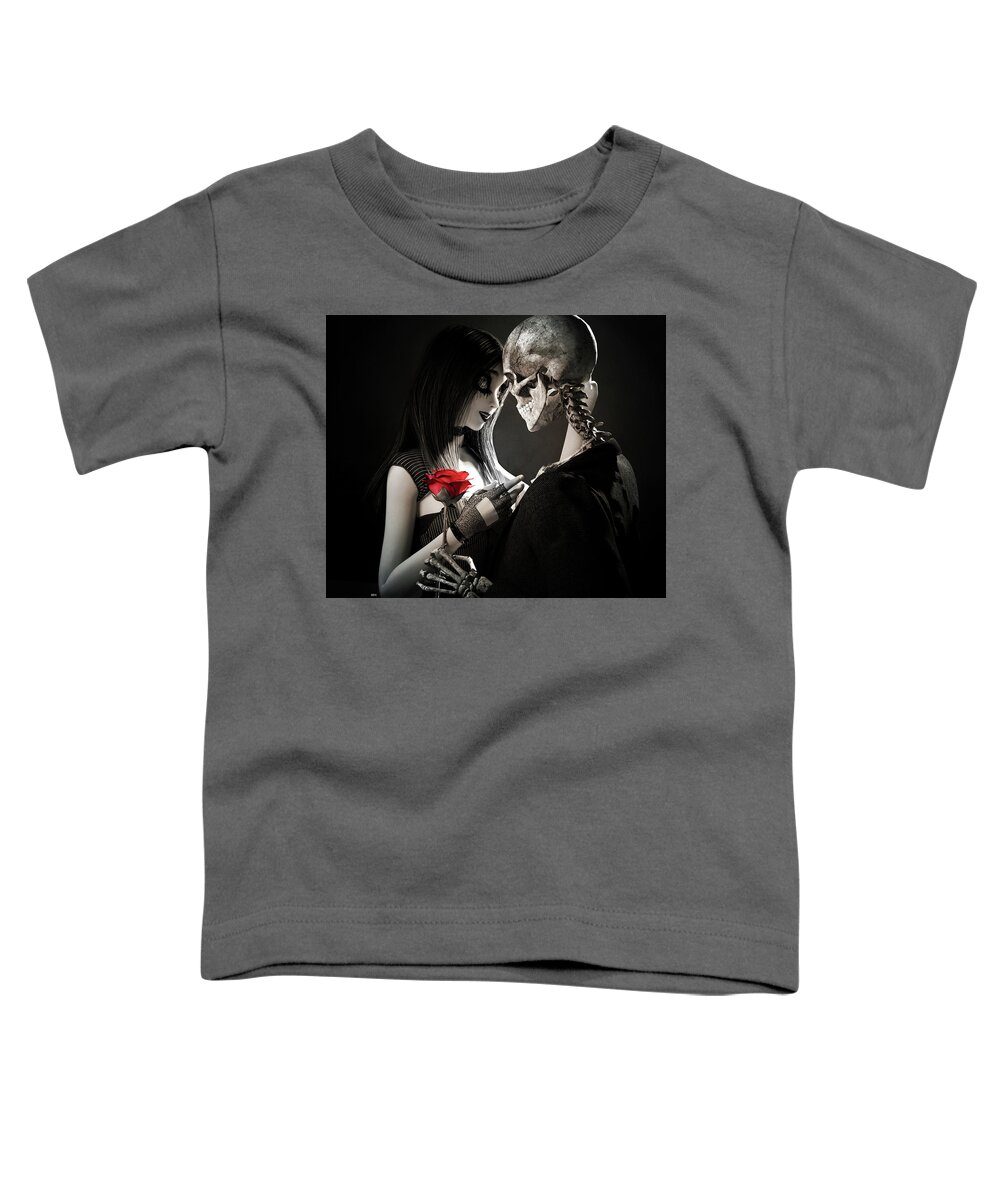 Black And White Toddler T-Shirt featuring the digital art Ancient Love by Robert Hazelton