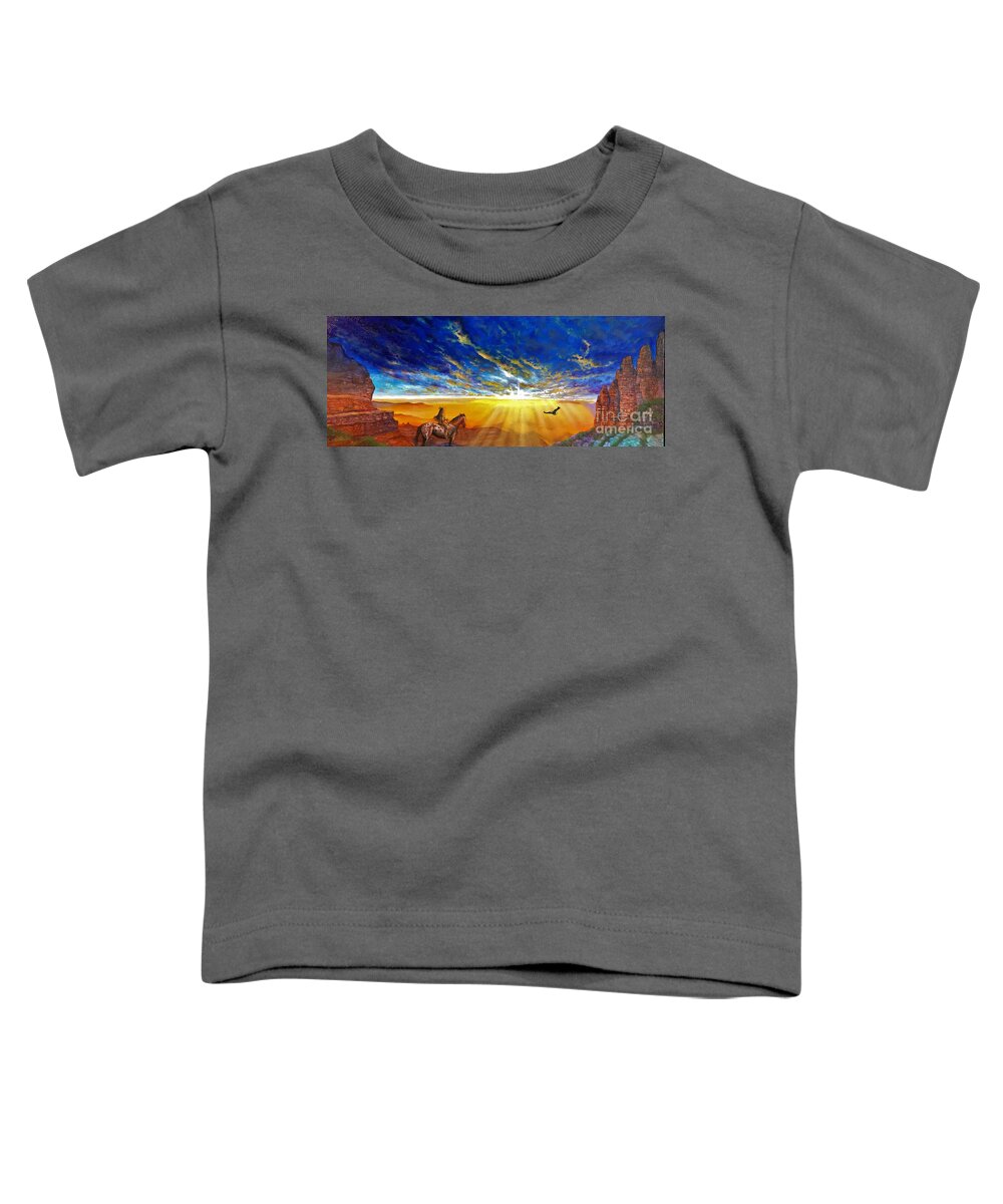 Arizona Toddler T-Shirt featuring the painting Arizona Sunrise by Leland Castro