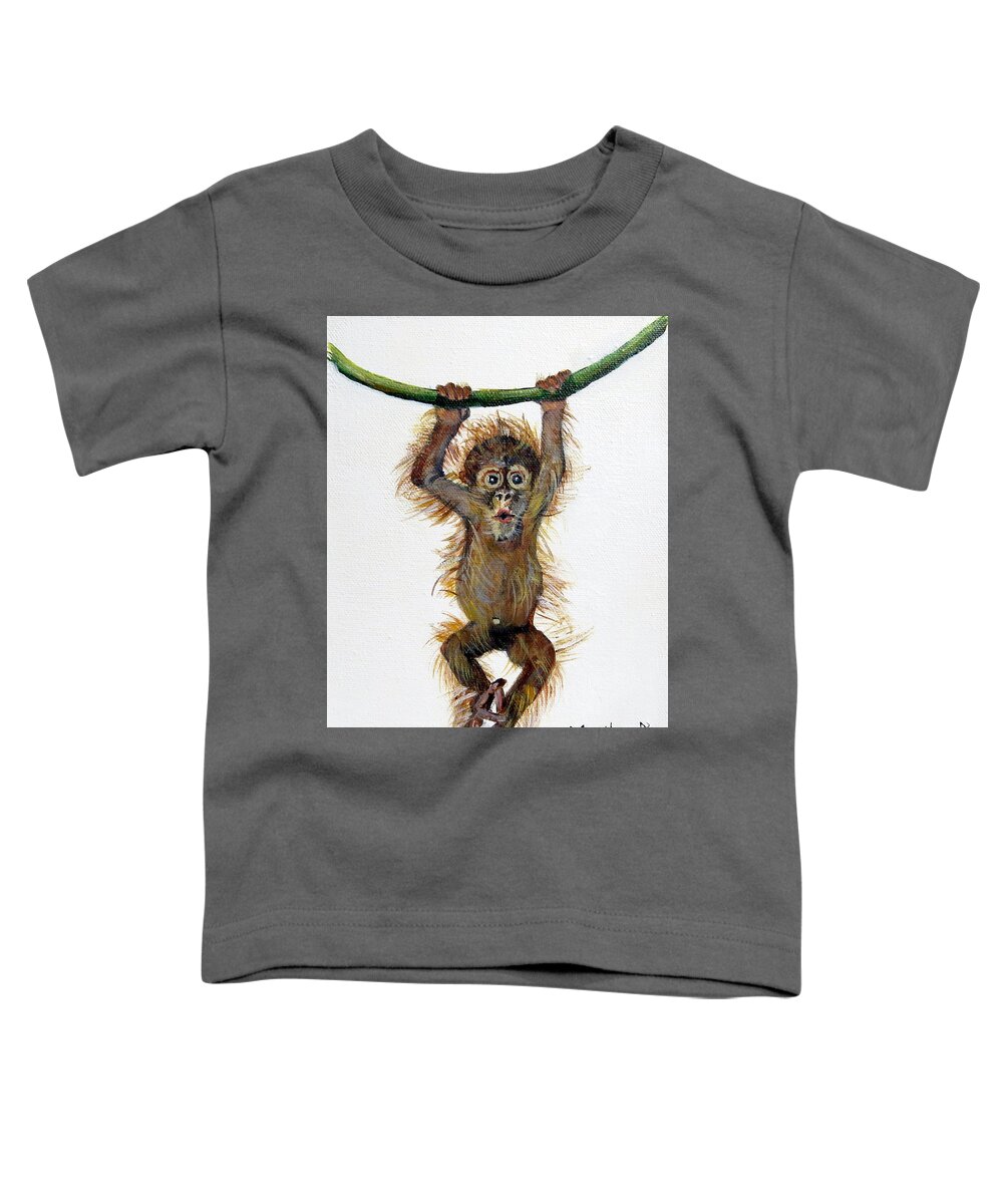 Orangutan Toddler T-Shirt featuring the painting Baby Orangutan by Marilyn McNish