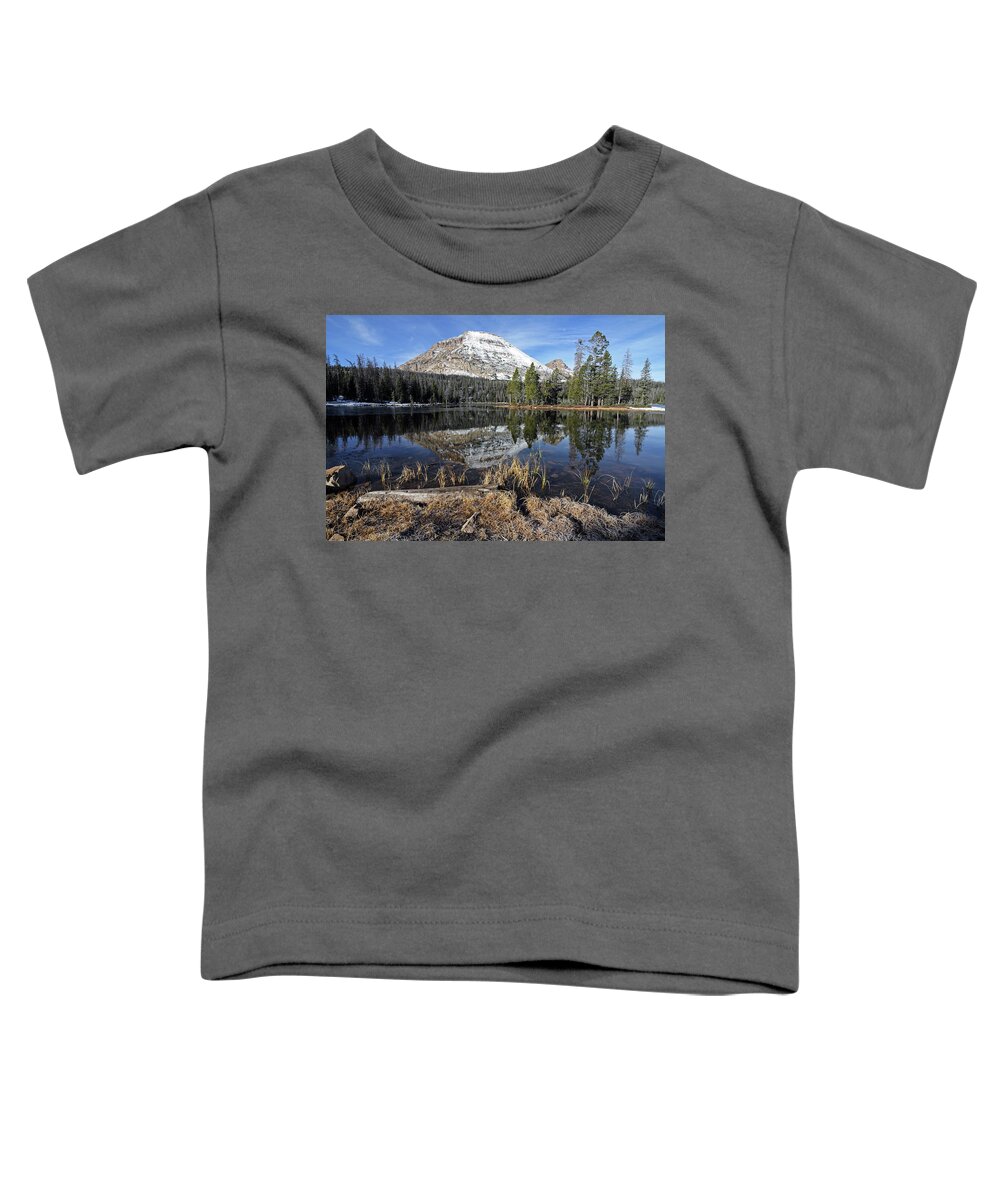 Utah Toddler T-Shirt featuring the photograph Bald Mountain and Mirror Lake - Uinta Mountains, Utah by Brett Pelletier
