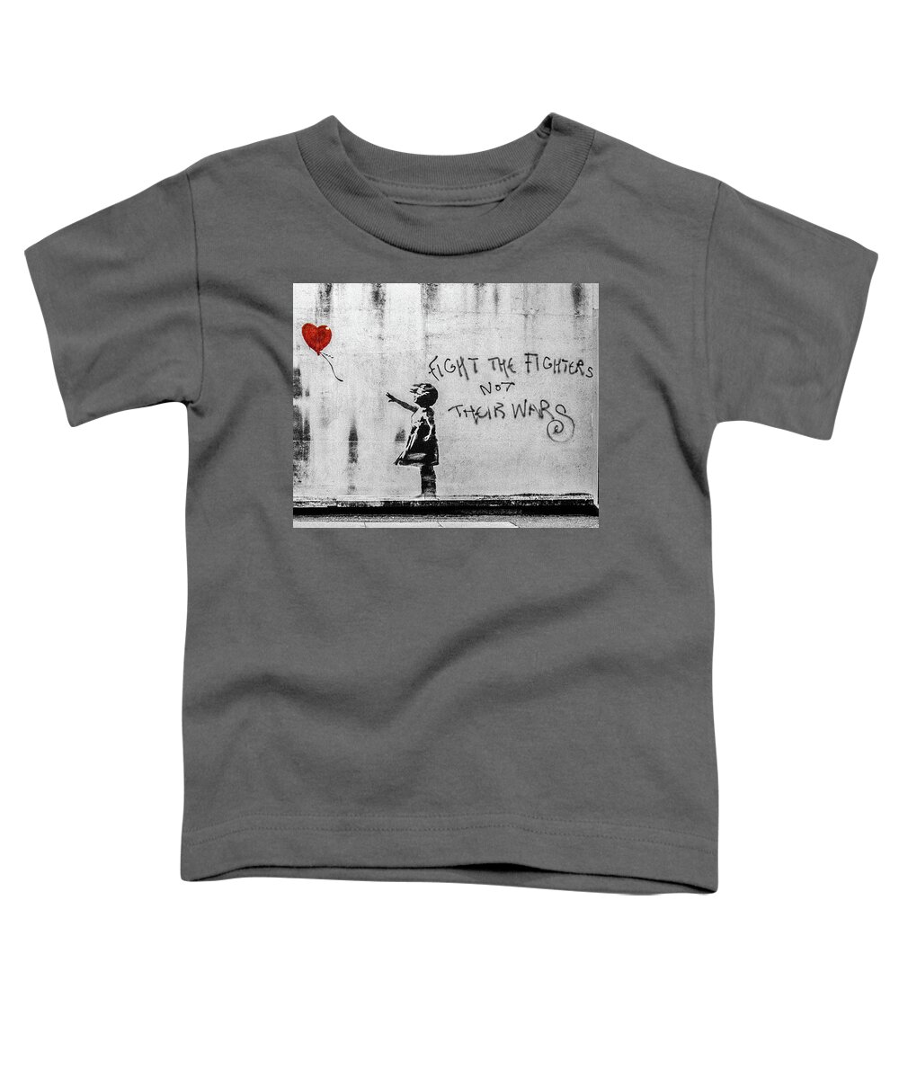 Banksy Toddler T-Shirt featuring the photograph Banksy Balloon Girl Fight The Fighters by Gigi Ebert