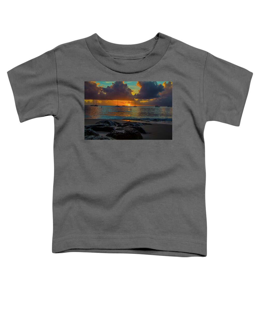 Barbados Toddler T-Shirt featuring the photograph Beach at sunset by Stuart Manning