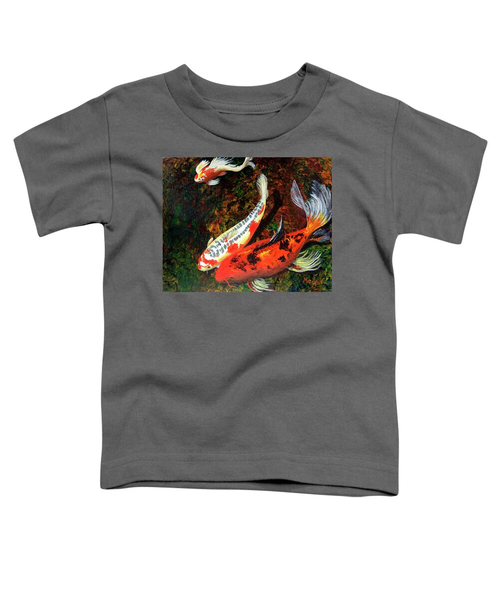 Koi Painting Toddler T-Shirt featuring the painting Best Buddies by Megan Collins