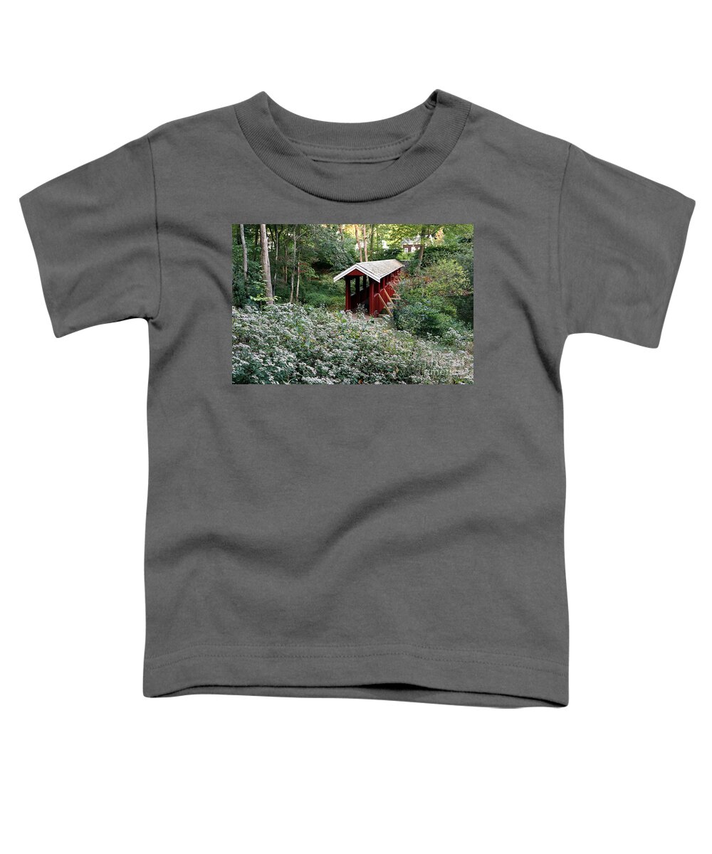 Covered Bridge Toddler T-Shirt featuring the photograph Billington St Covered Bridge 2019 by Janice Drew