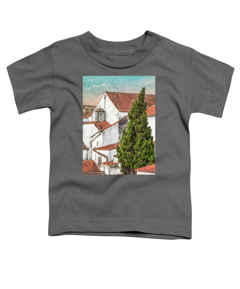 Castle Toddler T-Shirt featuring the photograph Birds Over Obidos by David Letts