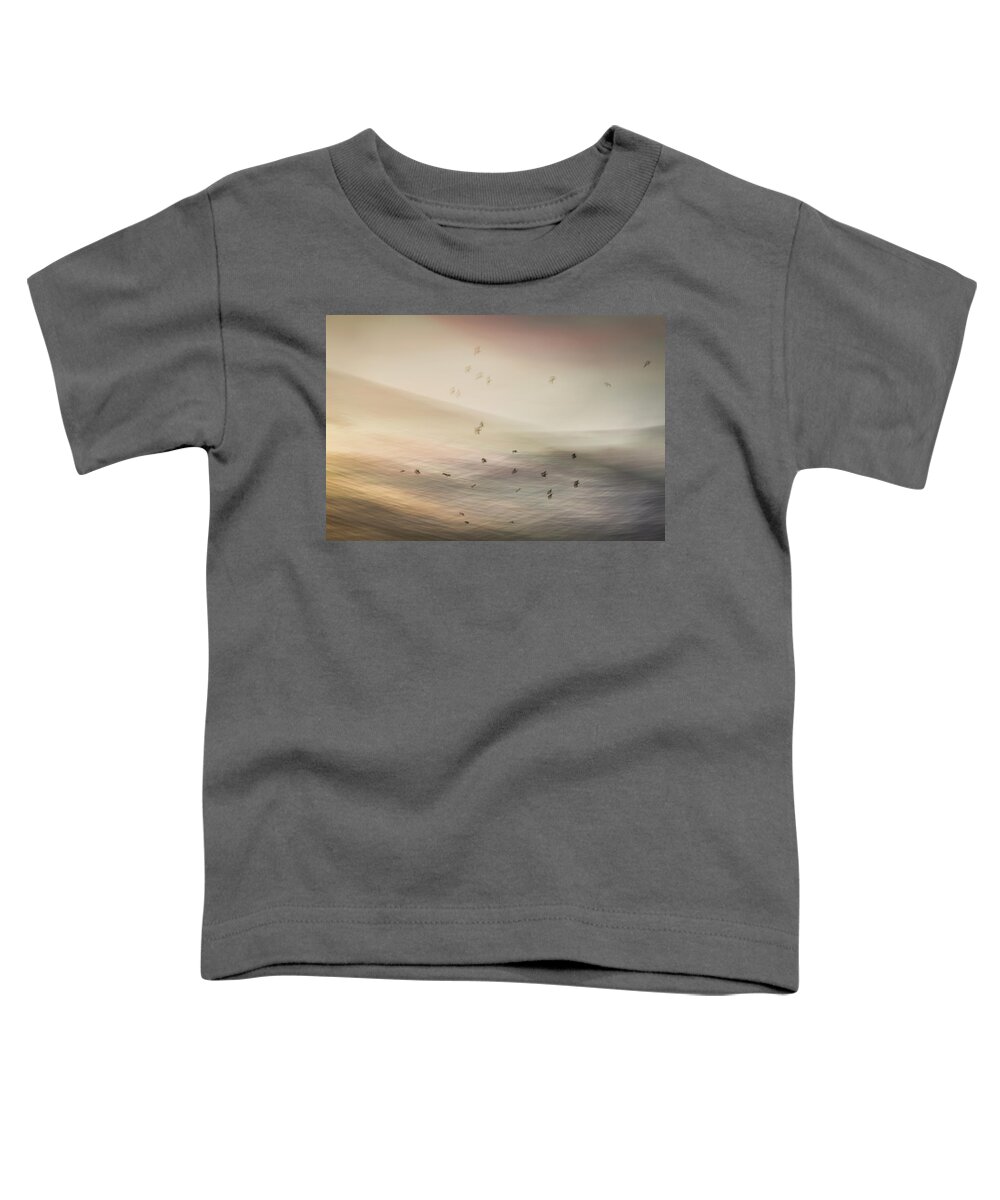 Intentional Camera Movement Toddler T-Shirt featuring the photograph Birds over the Sea by Anita Nicholson