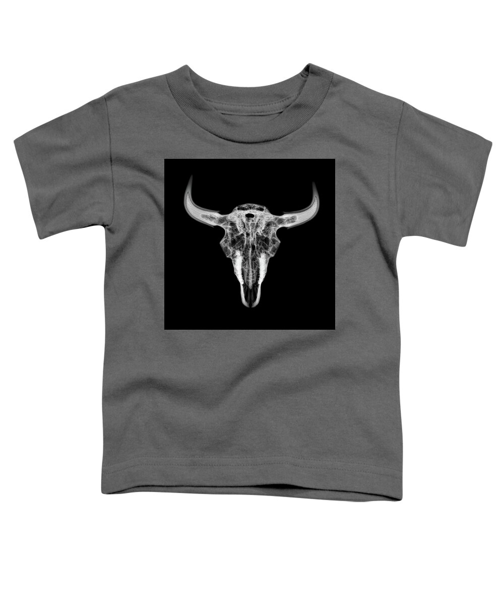 Kansas Toddler T-Shirt featuring the photograph Bison skull x-ray 01bw by Rob Graham