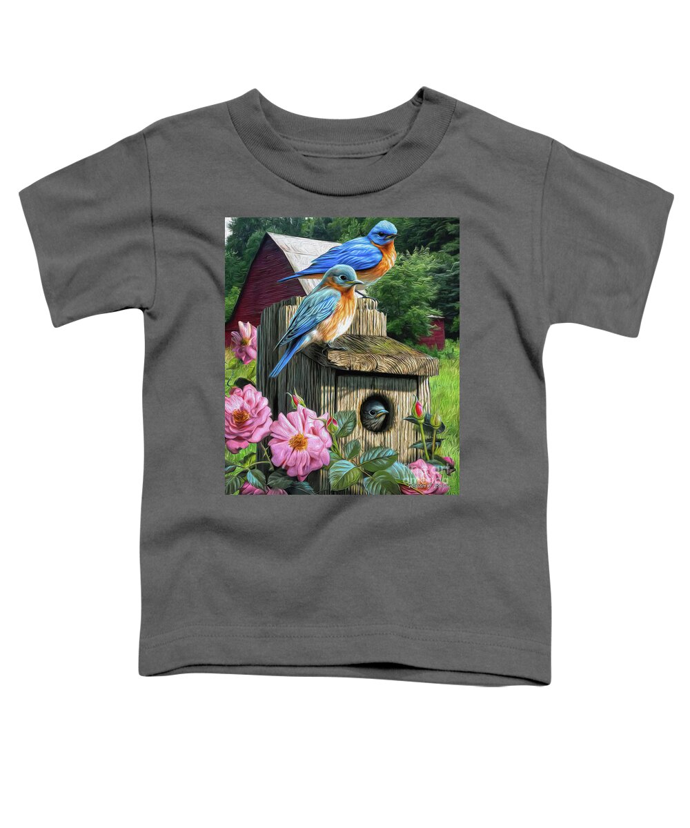 Bluebird Toddler T-Shirt featuring the digital art Bluebirds by Walter Colvin