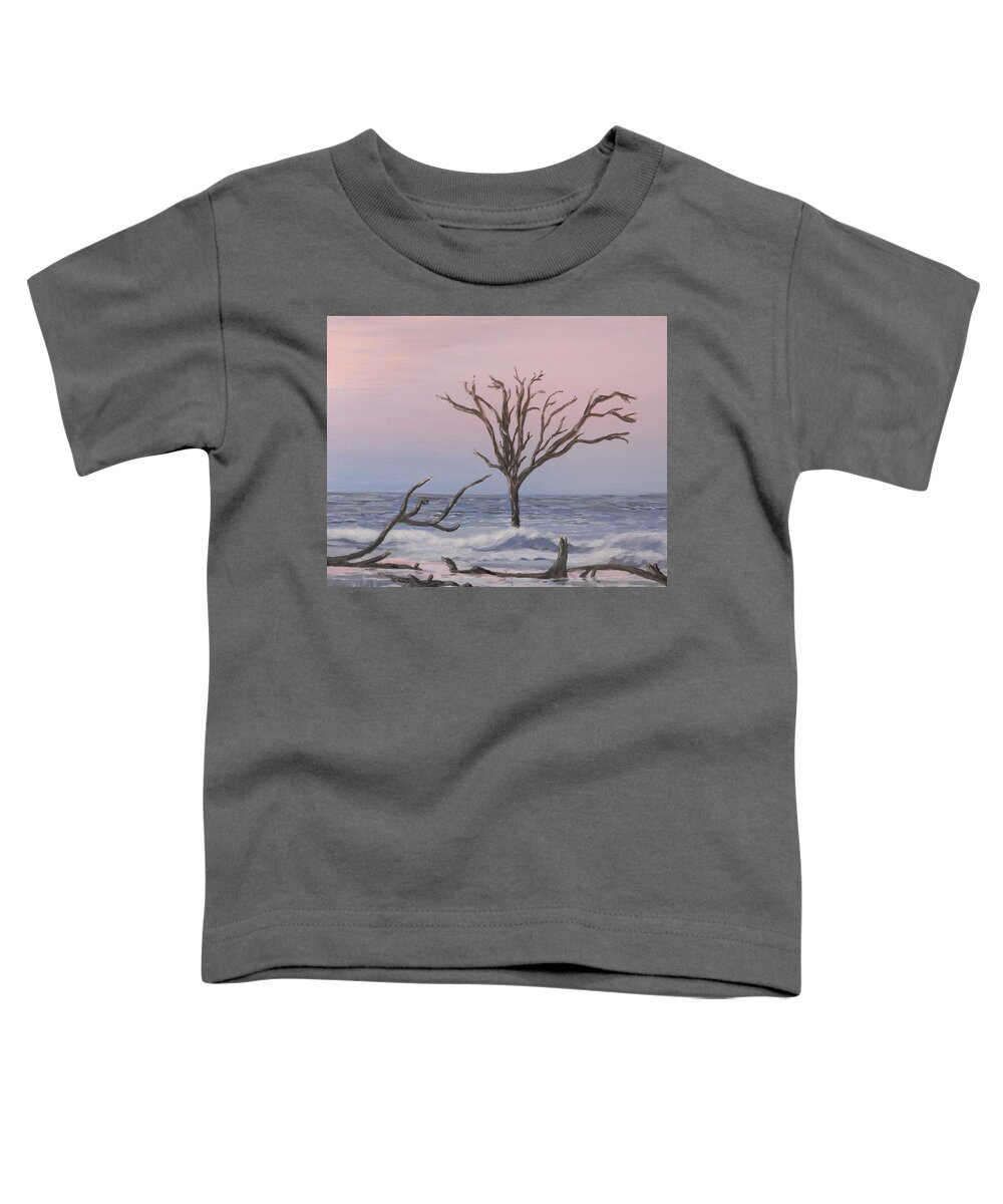 Beach Toddler T-Shirt featuring the painting Boneyard Beach Sunrise by Deborah Smith