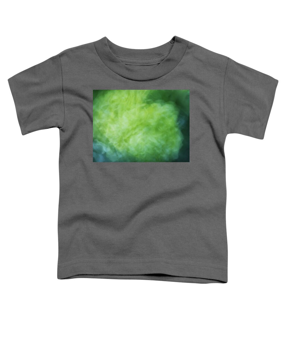 Abstract Toddler T-Shirt featuring the photograph Bright artistic smoky shapes of green, yellow and blues color texture by Teri Virbickis