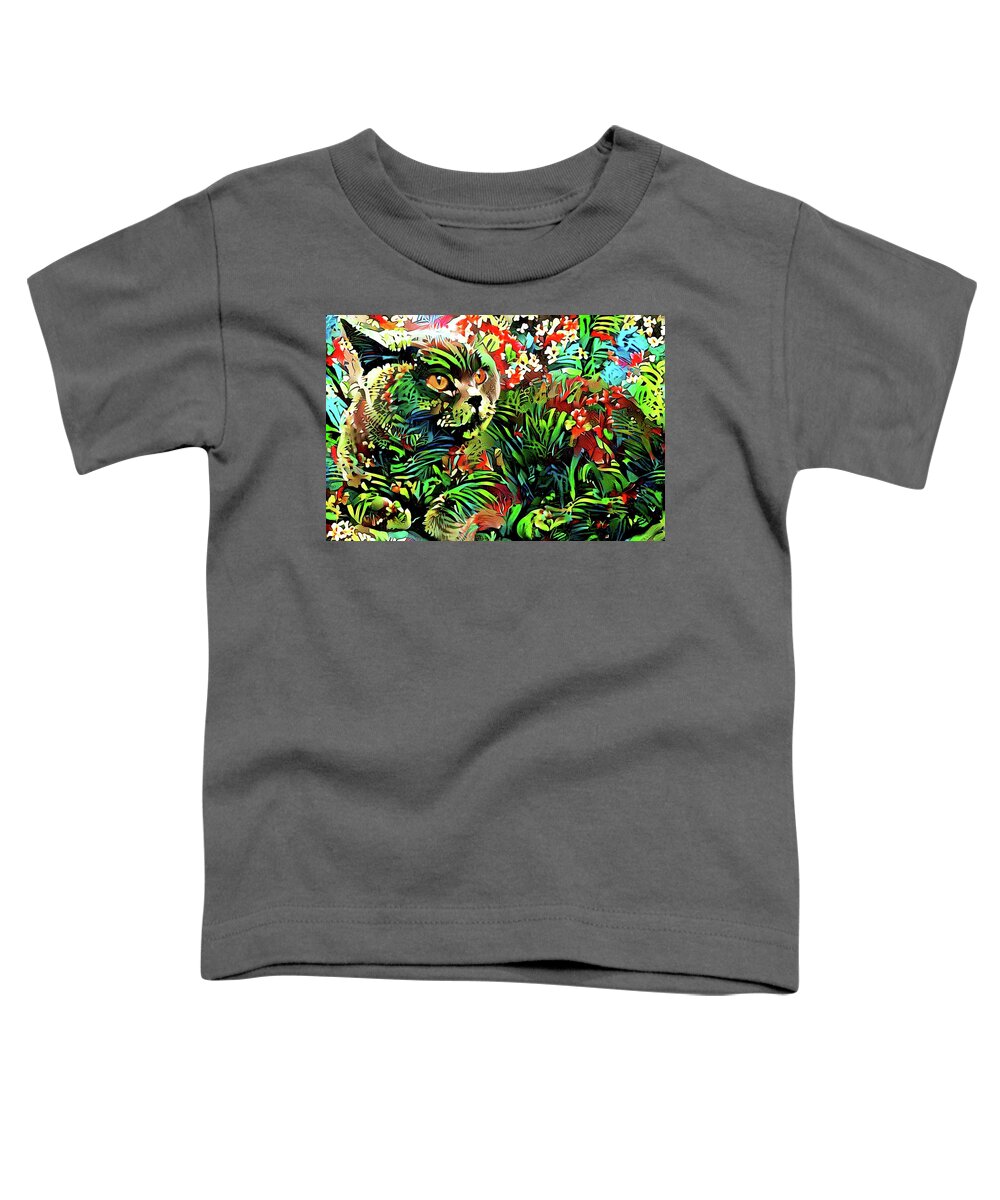 British Shorthair Cat Toddler T-Shirt featuring the digital art British Shorthair Jungle Cat by Peggy Collins