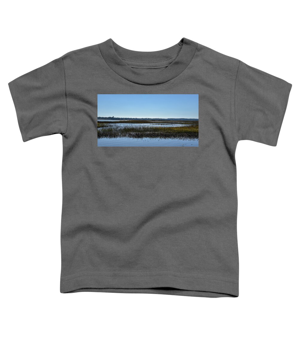 Sun Toddler T-Shirt featuring the photograph Broad Creek Reflections by Dennis Schmidt