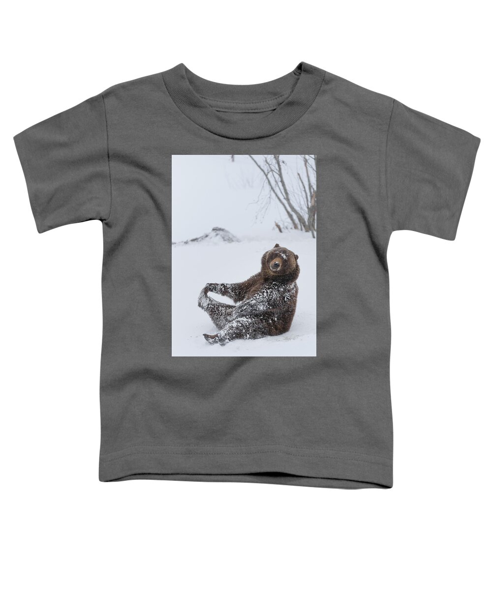Scott Slone Toddler T-Shirt featuring the photograph Brown Bear in Winter by Scott Slone