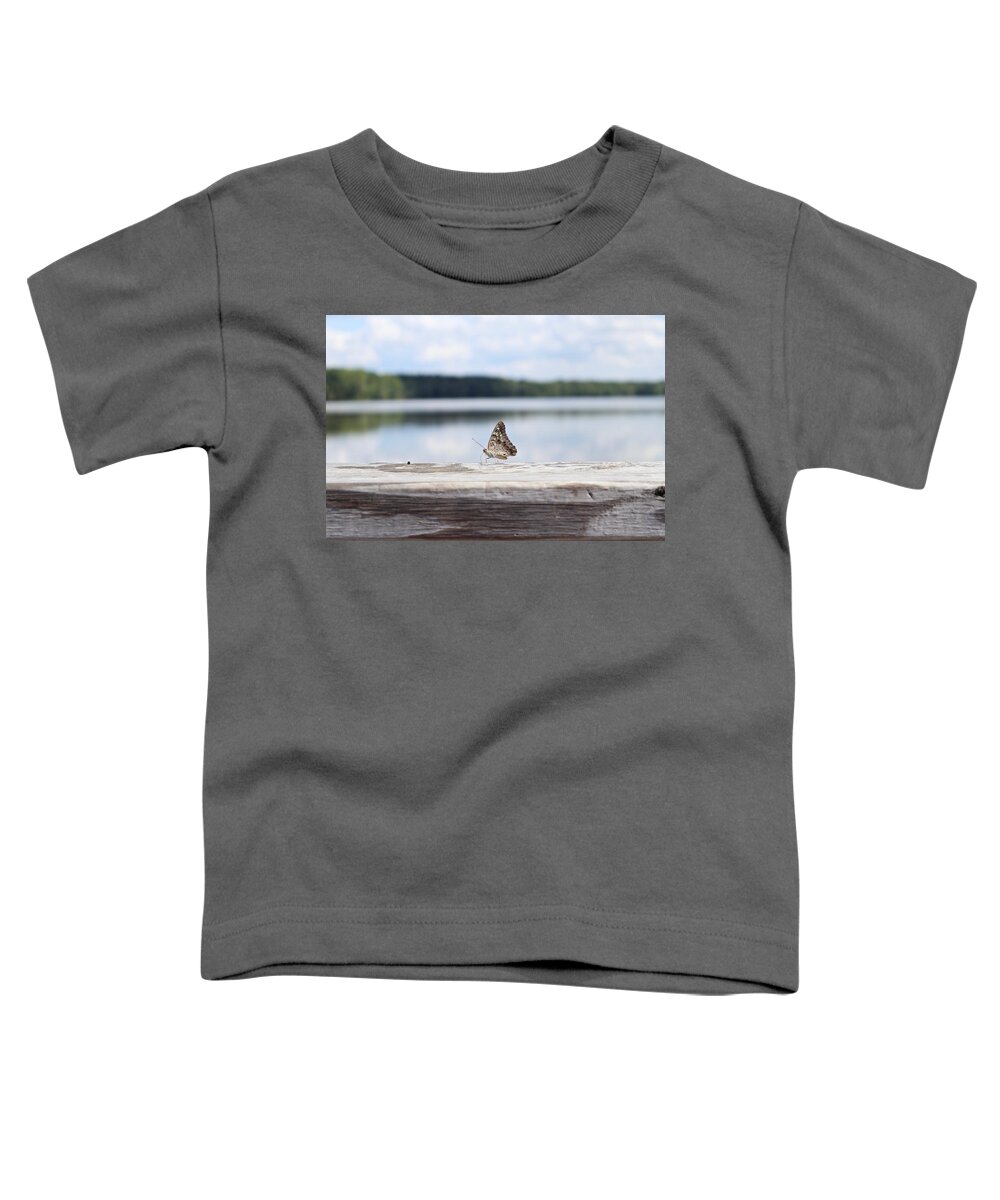 Outside Toddler T-Shirt featuring the photograph Butterfly on Railing by Steven Gordon