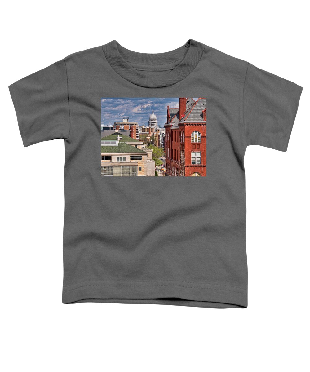 Madison Toddler T-Shirt featuring the photograph Capitol from UW - Madison - Wisconsin by Steven Ralser