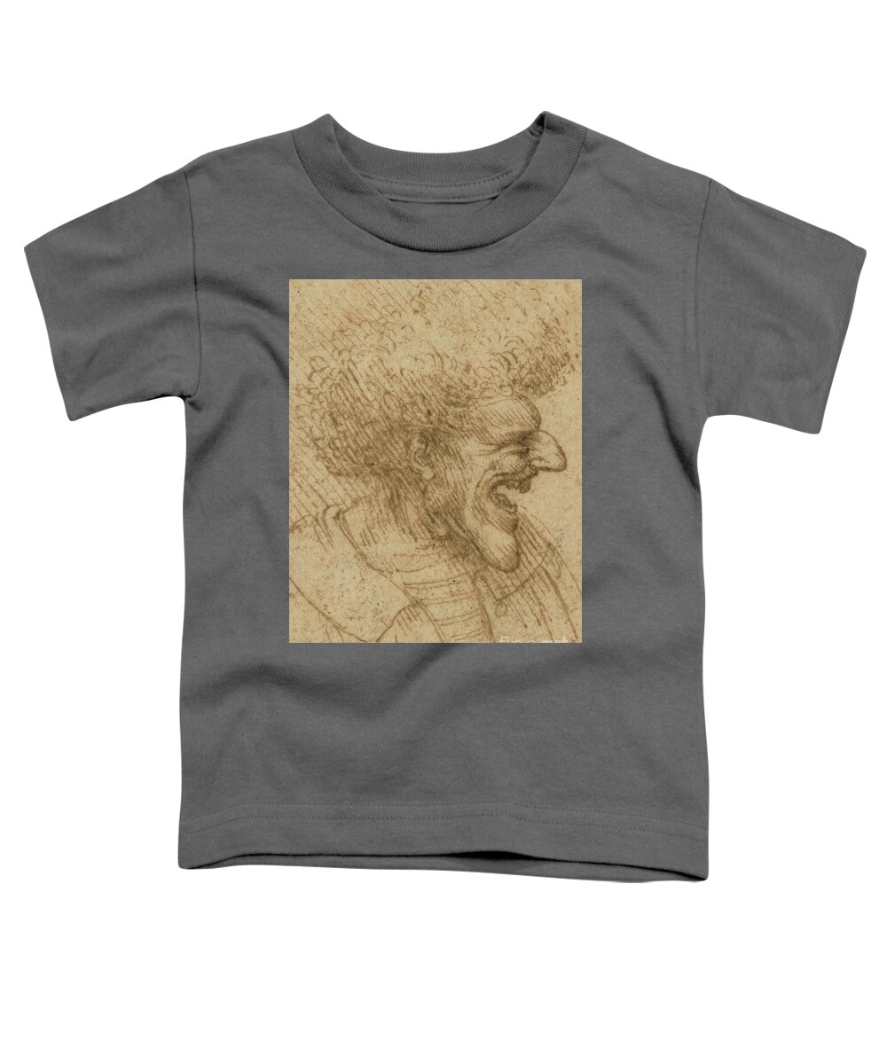 Leonardo Da Vinci Toddler T-Shirt featuring the drawing Caricature of a Man with Bushy Hair by Leonardo Da Vinci