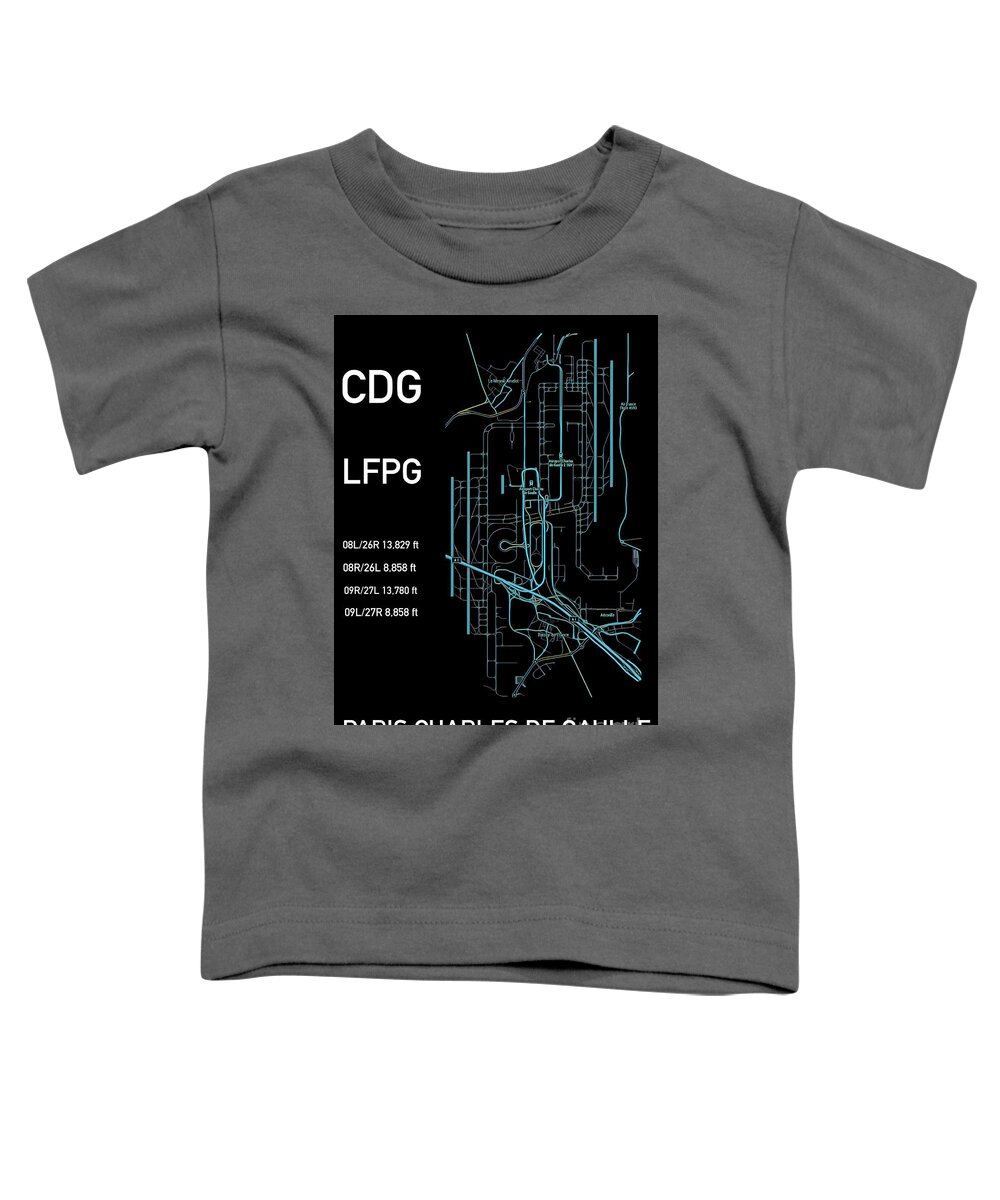 Cdg Toddler T-Shirt featuring the digital art CDG Paris Airport Black edition by HELGE Art Gallery
