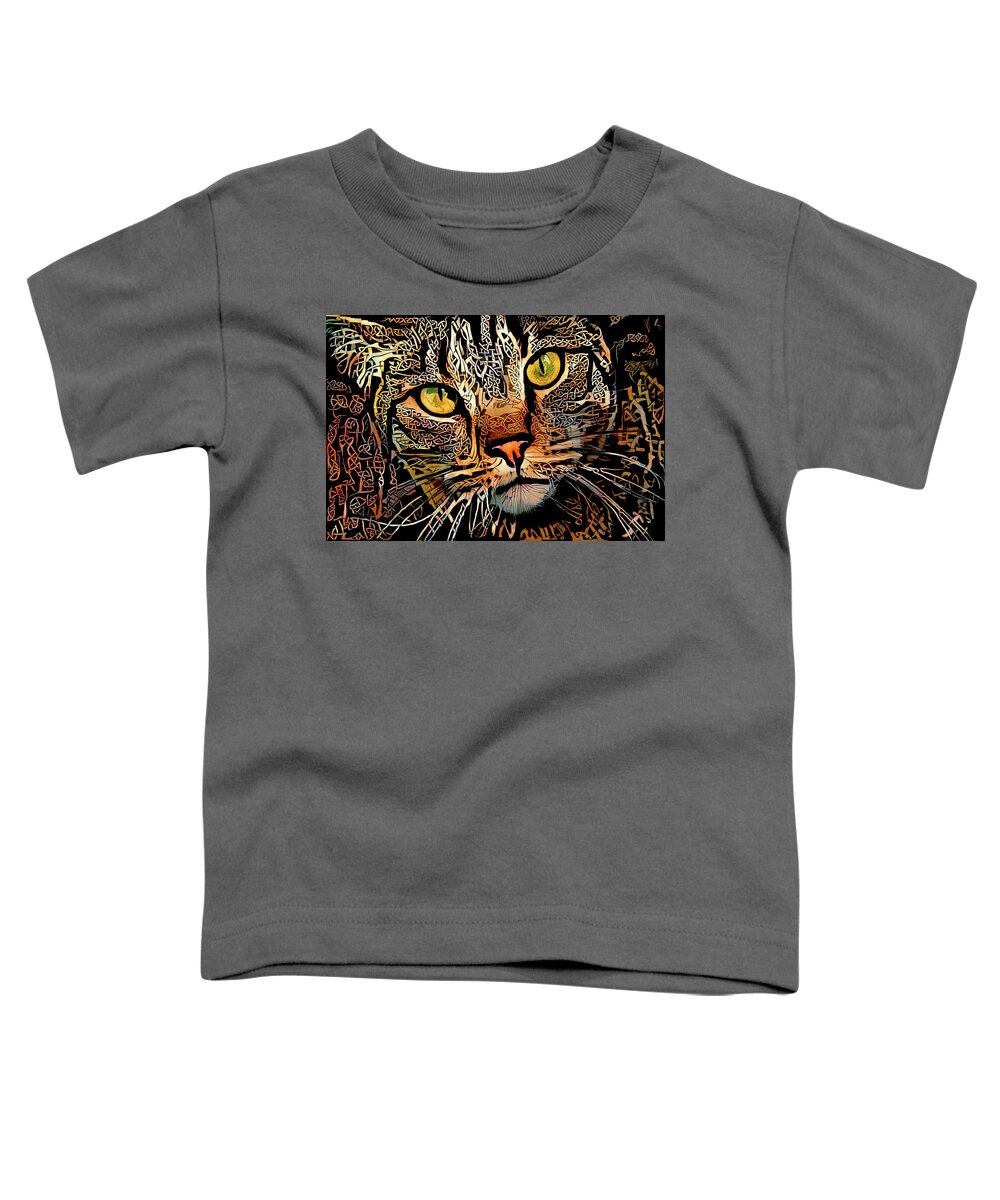 Celtic Knot Toddler T-Shirt featuring the digital art Celtic Knot Cat Art by Peggy Collins