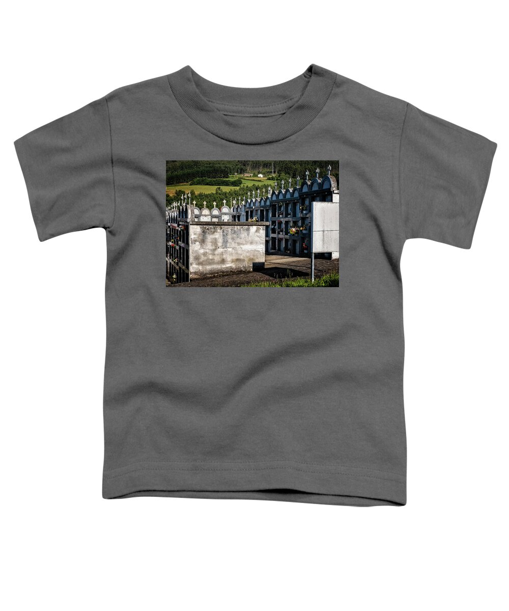 Cudillero Spain Toddler T-Shirt featuring the photograph Cemetery Vaults by Tom Singleton