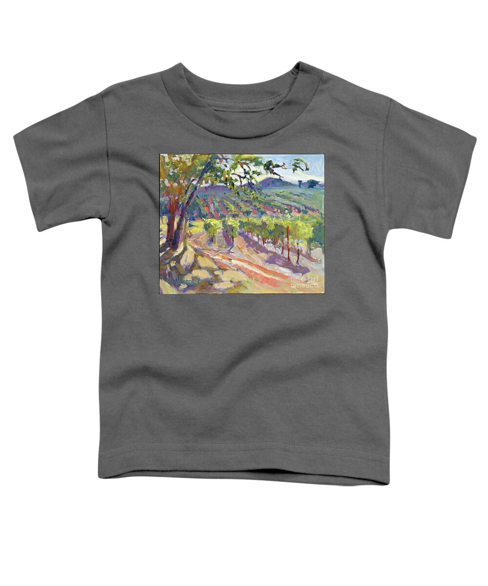 Vineyard Toddler T-Shirt featuring the painting Chalk Hill Vineyard by John McCormick