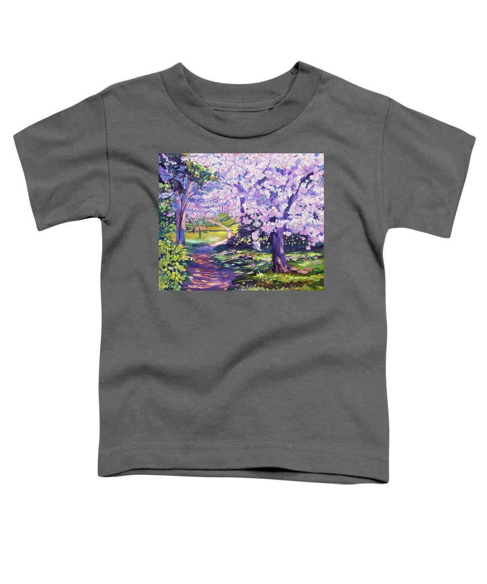 Landscape. Trees Toddler T-Shirt featuring the painting Cherry Pink by David Lloyd Glover