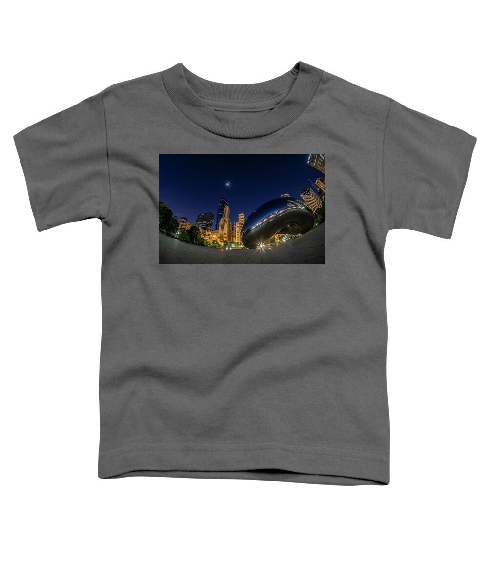 Chicago Toddler T-Shirt featuring the photograph Chicago's Bean and Moon by Sven Brogren