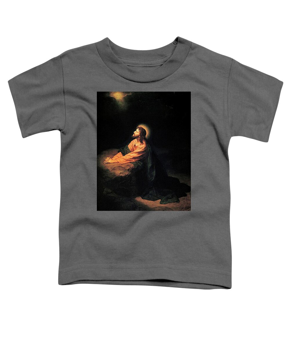 Heinrich Hofmann Toddler T-Shirt featuring the painting Christ in Gethsemane by Heinrich Hofmann