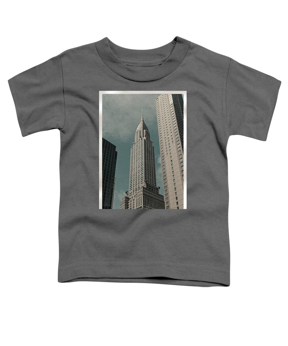 Chrysler Building Toddler T-Shirt featuring the photograph Chrysler Building with copy by Arttography LLC