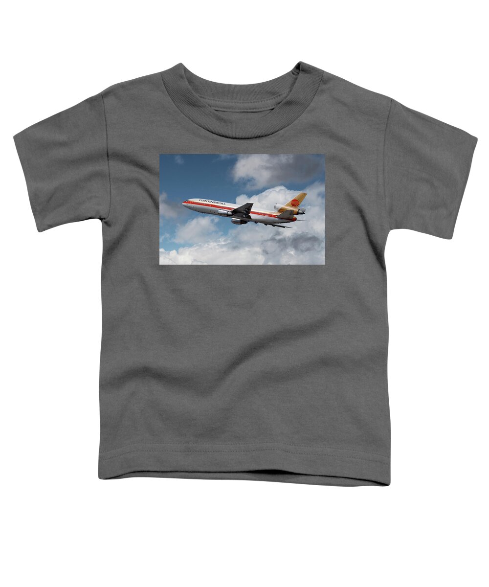Continental Airlines Toddler T-Shirt featuring the photograph Classic Continental Airlines DC-10 by Erik Simonsen