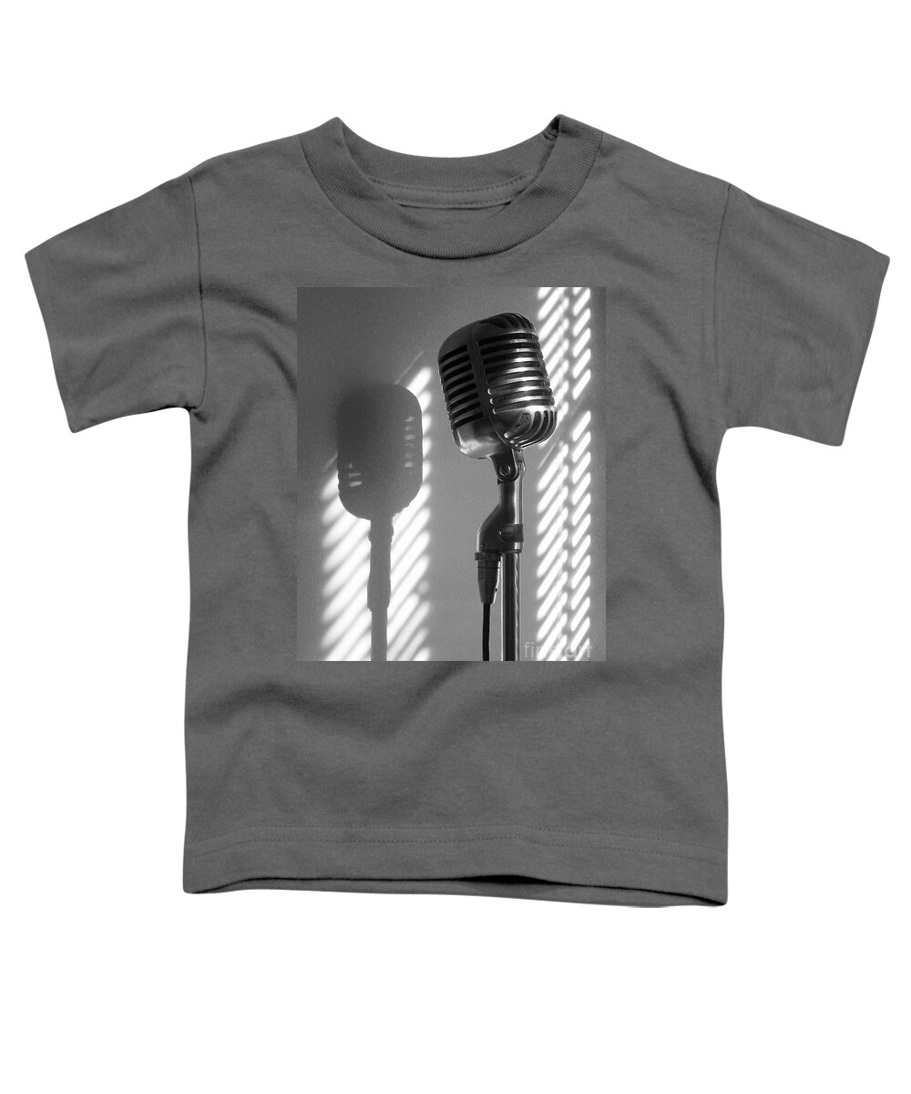 Elvis Toddler T-Shirt featuring the photograph Classic Shure Microphone, BW by Ron Long