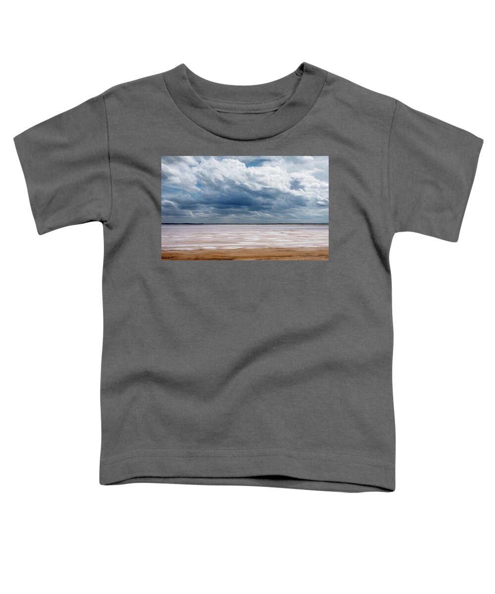 Debra Martz Toddler T-Shirt featuring the photograph Clouds Loom Over the Oklahoma Salt Plains by Debra Martz