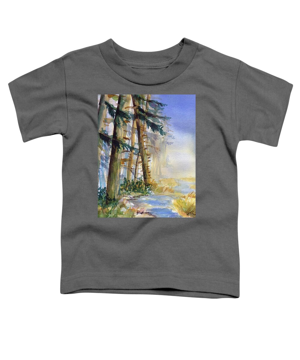 Pacific Coast Toddler T-Shirt featuring the painting Coastal Waters by Mary Lou McCambridge