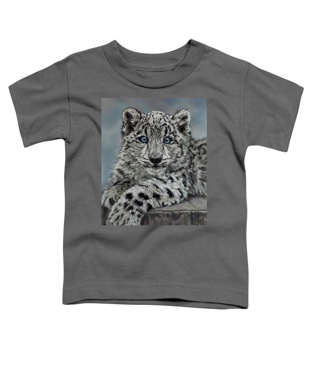 Snow Leopard Toddler T-Shirt featuring the painting Coconut by Linda Becker