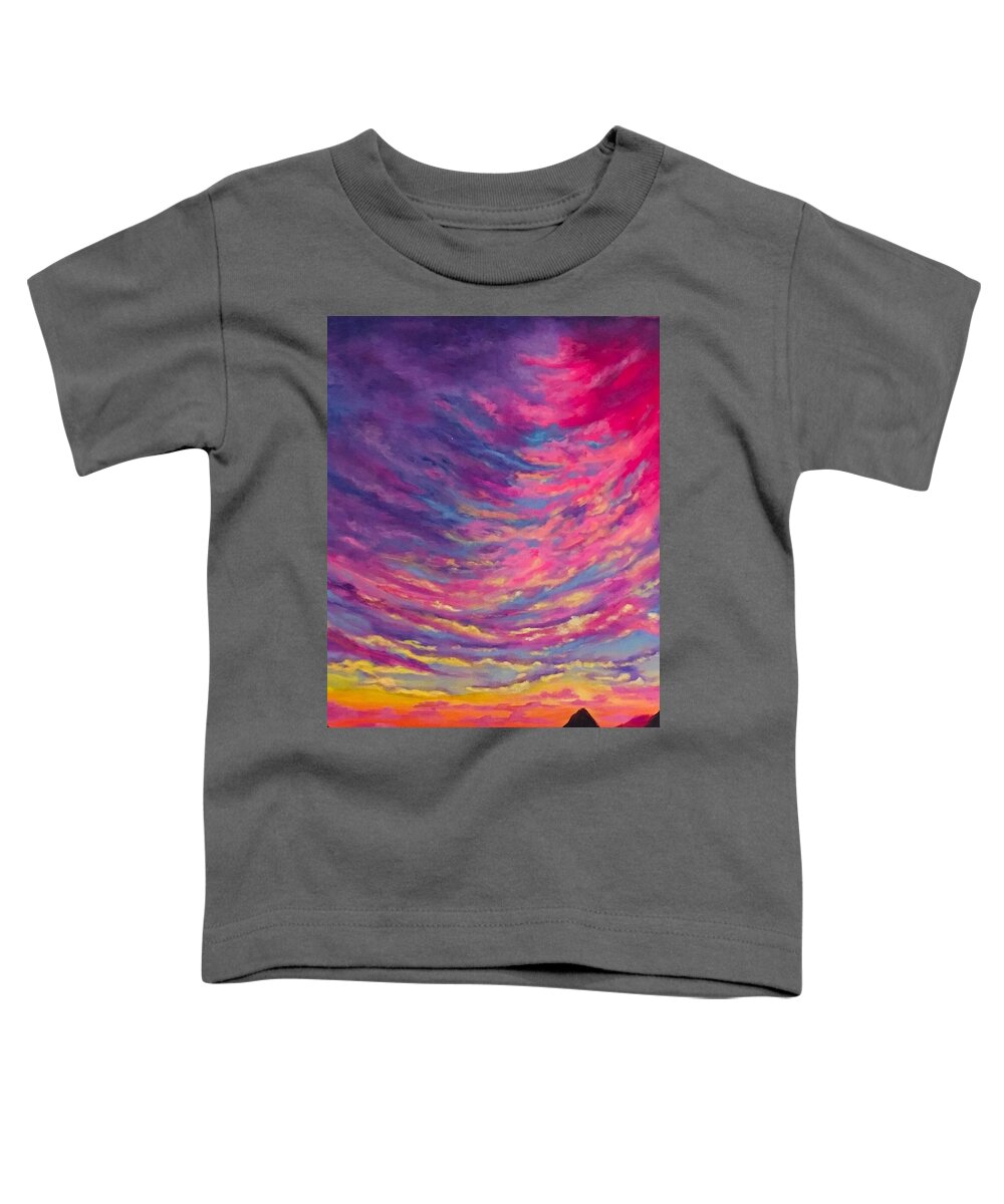 Purple Toddler T-Shirt featuring the painting Cotton Candy Skies by Queen Gardner