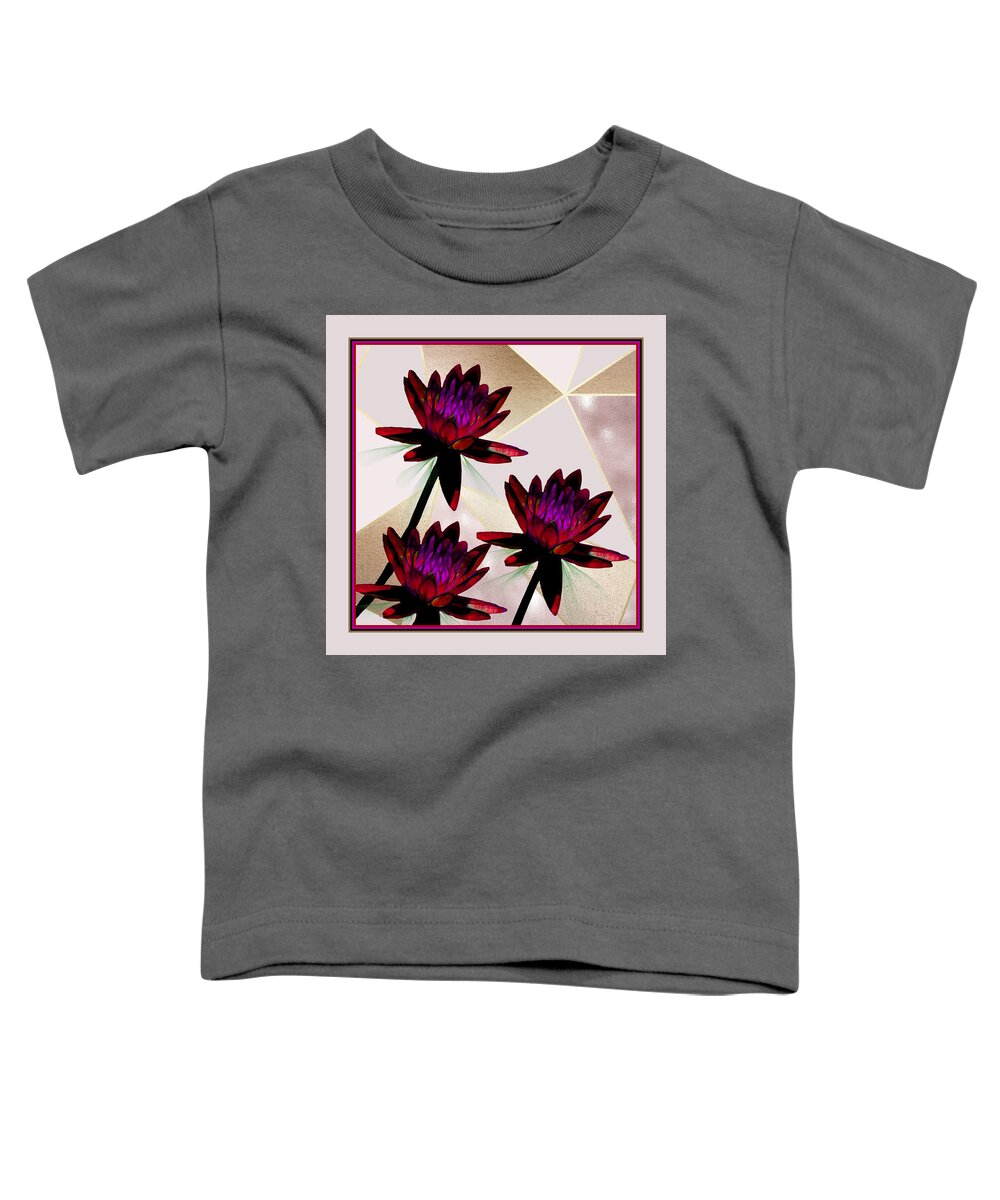 Water Lilies Toddler T-Shirt featuring the mixed media Cranberry Water Lilies by Rosalie Scanlon