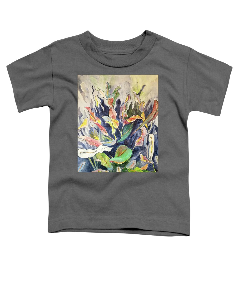 Plant Toddler T-Shirt featuring the mixed media Croton plant by Tilly Strauss