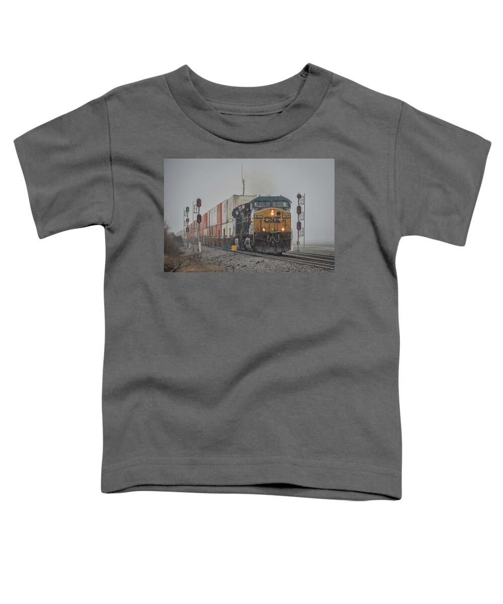 Railroad Toddler T-Shirt featuring the photograph CSX hot intermodal Q029 by Jim Pearson