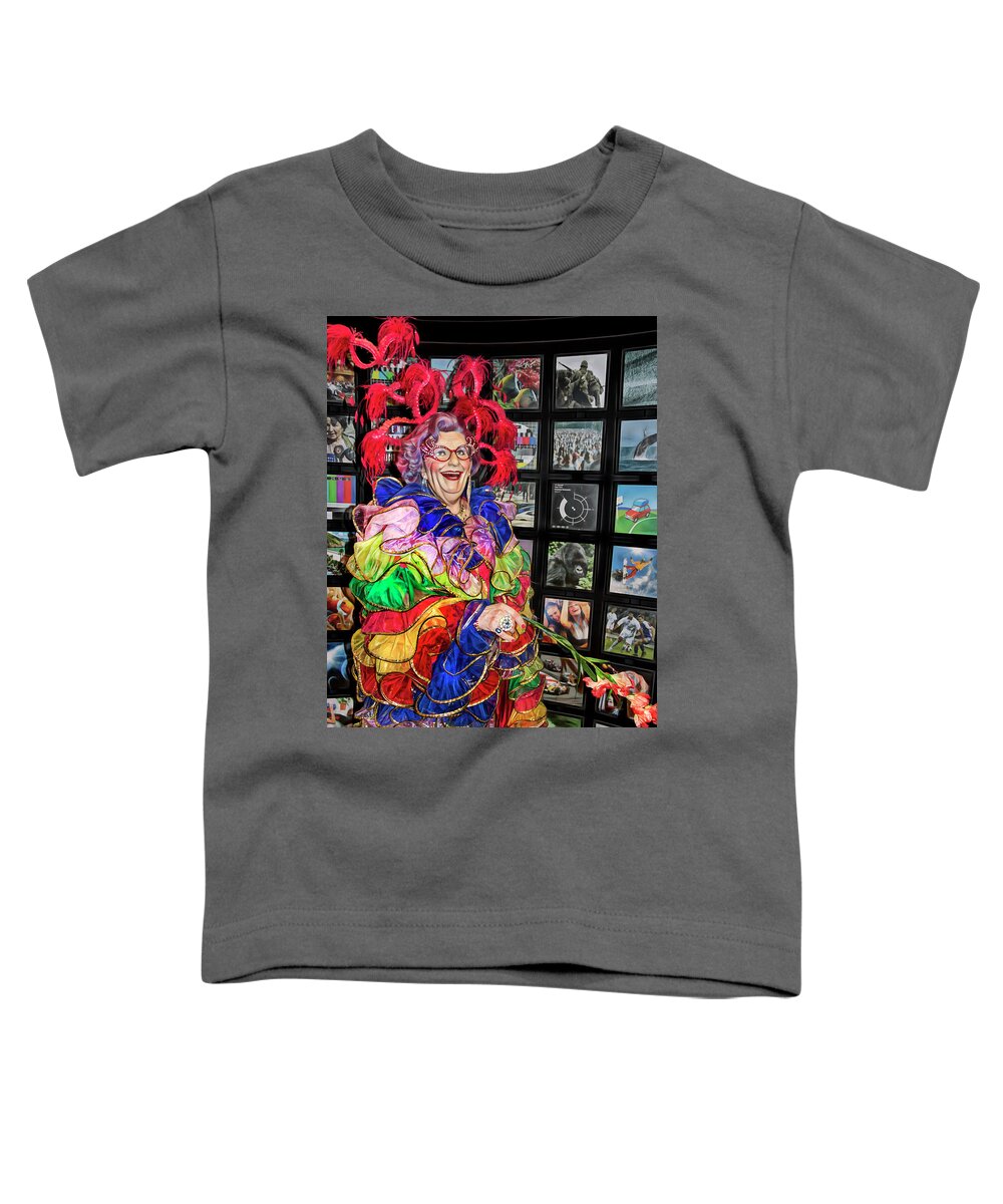 Dame Toddler T-Shirt featuring the photograph Dame Edna Everage by Miroslava Jurcik